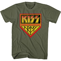 Kiss- Kiss Army on a military green shirt