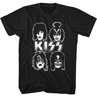 Kiss- 4 Faces And White Logo on a black shirt