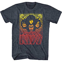 Kiss- Faces And Logo Yellow/Red Gradient Pic on a navy heather shirt