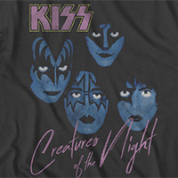 Kiss- Creatures Of The Night on a charcoal ringspun cotton shirt