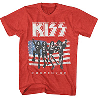 Kiss- Destroyer (Flag) on a heather red shirt