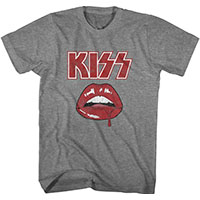 Kiss- Lip Drip on a graphite heather shirt