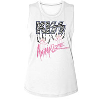 Kiss- Animalize on a white girls tank shirt