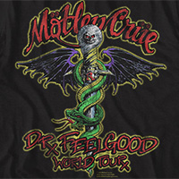 Motley Crue- Dr. Feelgood World Tour on a black ringspun cotton shirt