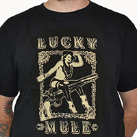 Lucky Mule Brand- Pistol Whipped on a black shirt (Sale price!)