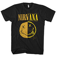 Nirvana- Split Smile on a black shirt