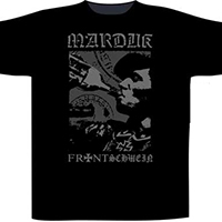 Marduk- Frontshwein Bottle on front & back on a black shirt