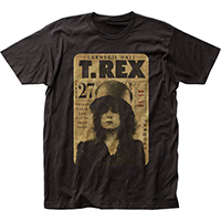 T Rex- Bolan & Concert Ticket on a black ringspun cotton shirt (Sale price!)