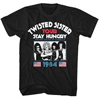 Twisted Sister- Stay Hungry Tour 1984 on a black ringspun cotton shirt