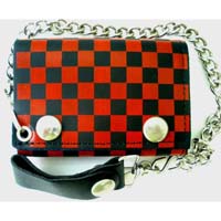 Checkerboard Chain Wallet- Red & Black