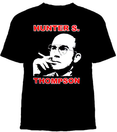 Hunter S Thompson-  Smoking on a black shirt