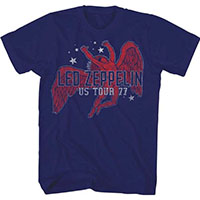 Led Zeppelin- US Tour 77 on a navy ringspun cotton shirt