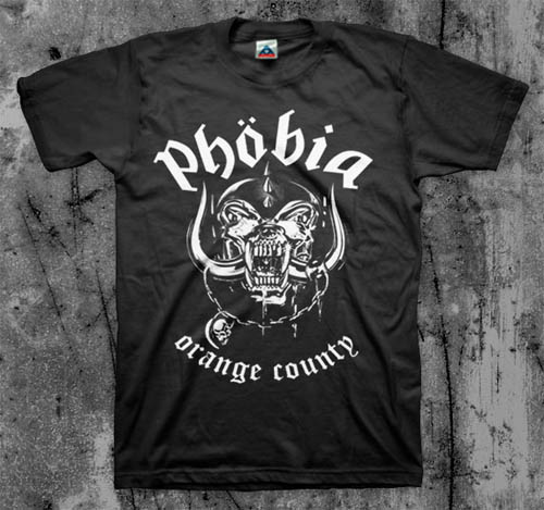 Phobia- Orange County on a black shirt (Sale price!)