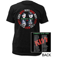 Kiss- Dynasty Tour '79 on front, Dates on back on a black ringspun cotton shirt (Sale price!)