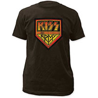 Kiss- Distressed Kiss Army on a black ringspun cotton shirt (Sale price!)