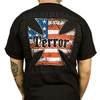 Terror- Iron Cross on front, Don't Forget The Struggle on back on a black shirt (Sale price!)