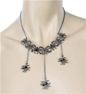 Hanging Spiders Necklace & Earrings by Funk Plus