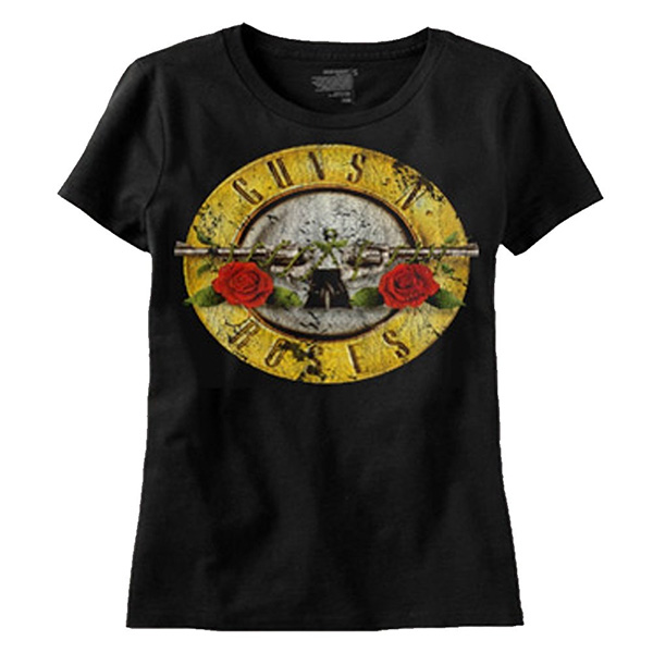 Guns N Roses- Distressed Bullet on a black ringspun cotton shirt