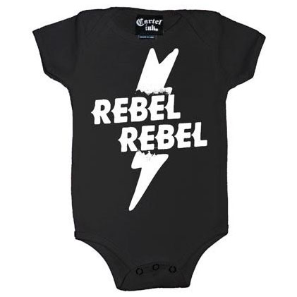 Rebel Rebel on a onesie by Cartel Ink (S:6m, M:12m, L:18m, XL:24m) SALE Pink only