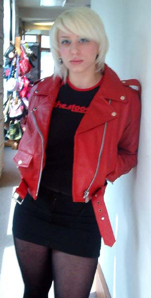 Girls Biker Jacket- RED leather