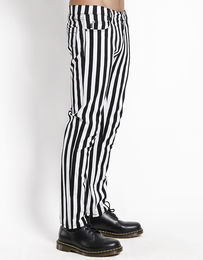 Tripp NYC Rocker Black & White Medium Striped Rocker Skinny Stretch Jeans