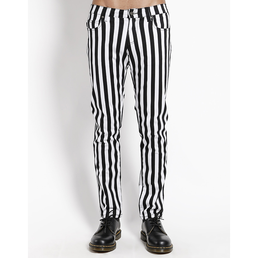 Tripp NYC Rocker Black & White Medium Striped Rocker Skinny Stretch Jeans
