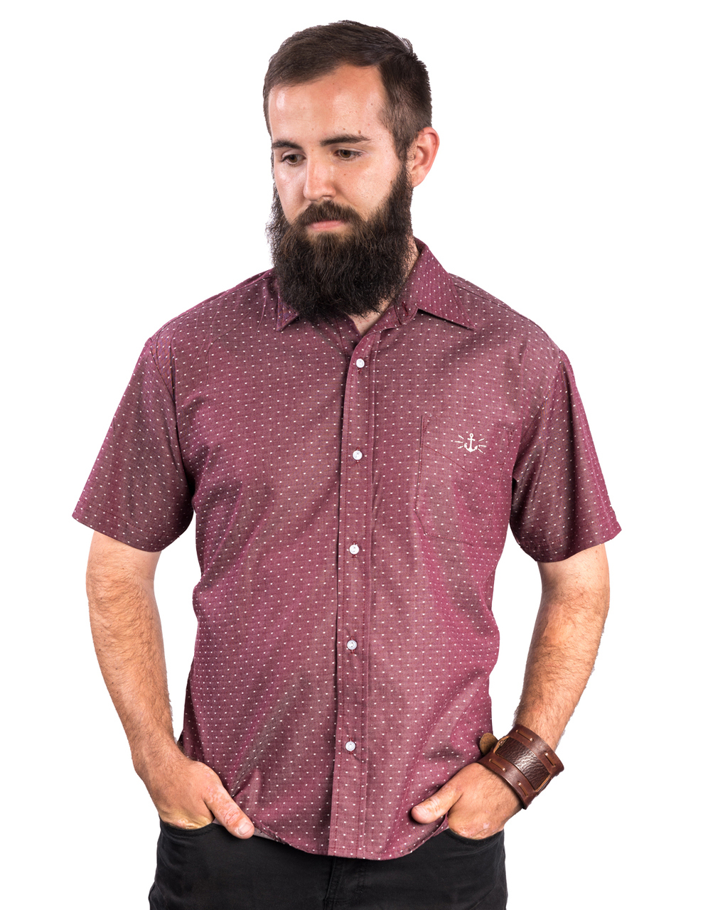 Half Seas Button Up Western Shirt by Steady - in Burgundy - SALE 2X only