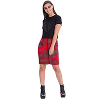 Red Tartan Zip Skirt by Banned Apparel - SALE