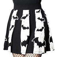 Bat Stripe Black & White Skater Skirt by Kreepsville 666