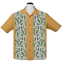 Hula & Cocktails Panel Shirt by Last Call - Steady Clothing - Mustard