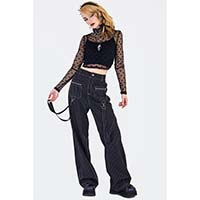 Pinstripe Bondage Wide Leg Cargo Pants by Jawbreaker
