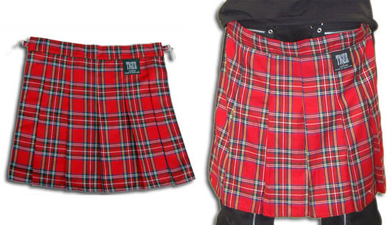 Red Plaid Pleated Cotton Bum Flap by Tiger Of London