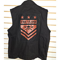Black Denim Vest (Size L) With Sewn On Back Patch- THE CLASH