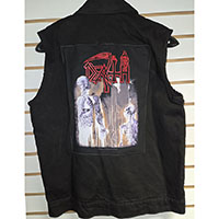 Black Denim Vest (Size S) With Sewn On Back Patch- DEATH 'HUMAN'