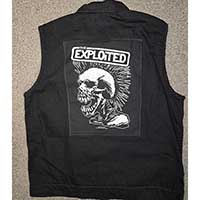 Black Denim Vest (Size L) With Sewn On Back Patch- THE EXPLOITED