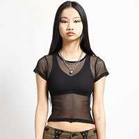 Womens Baby Tee Black Fishnet by Tripp NYC 