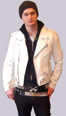 Basic Motorcycle Jacket- WHITE leather