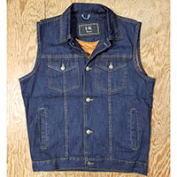 Classic Button Front Denim Vest by IK Leather- Blue