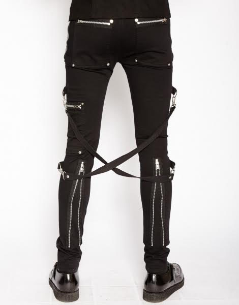 Chaos Super Skinny Unisex Bondage Pants w Straps by Tripp NYC in Black