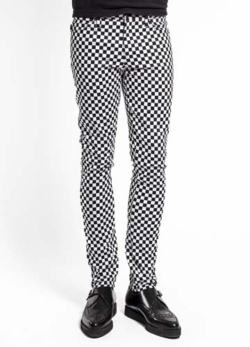 Tripp NYC Rocker Black & White Checker Board Skinny Stretch Jeans