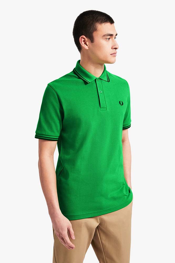 Fred Perry Laurel Collection Twin Tipped Polo Shirt- Fern Green / Black ...