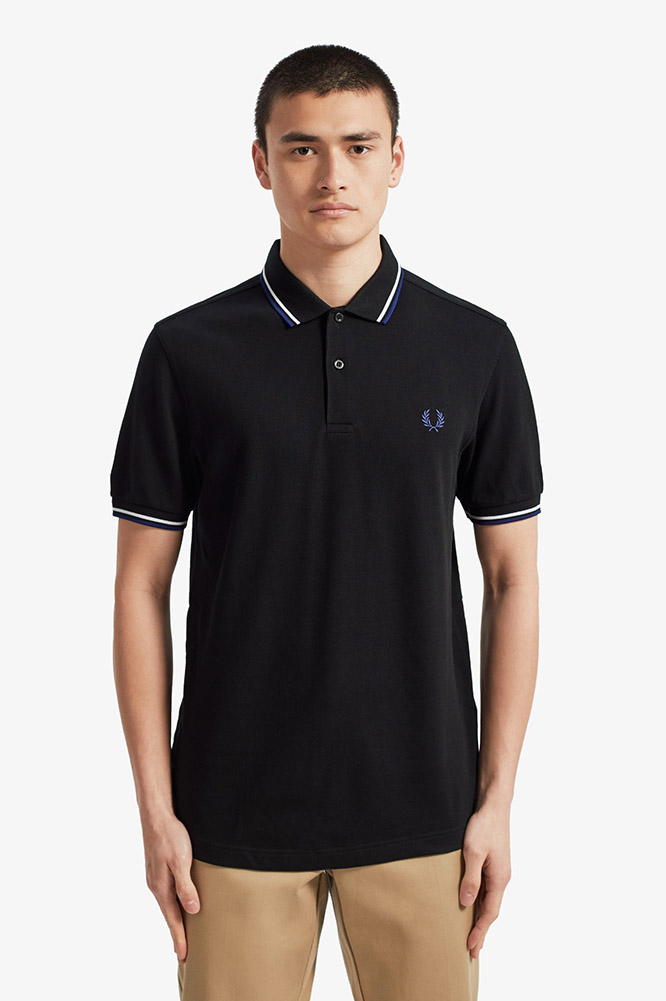 black and white fred perry polo