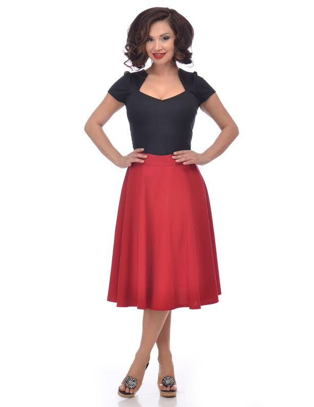 Thrills High Waisted Skirt By Steady Clothing - in Red - SALE