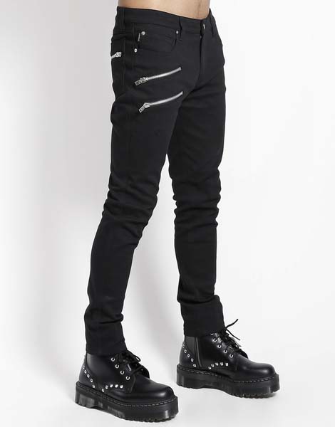 black moto jeans with zippers
