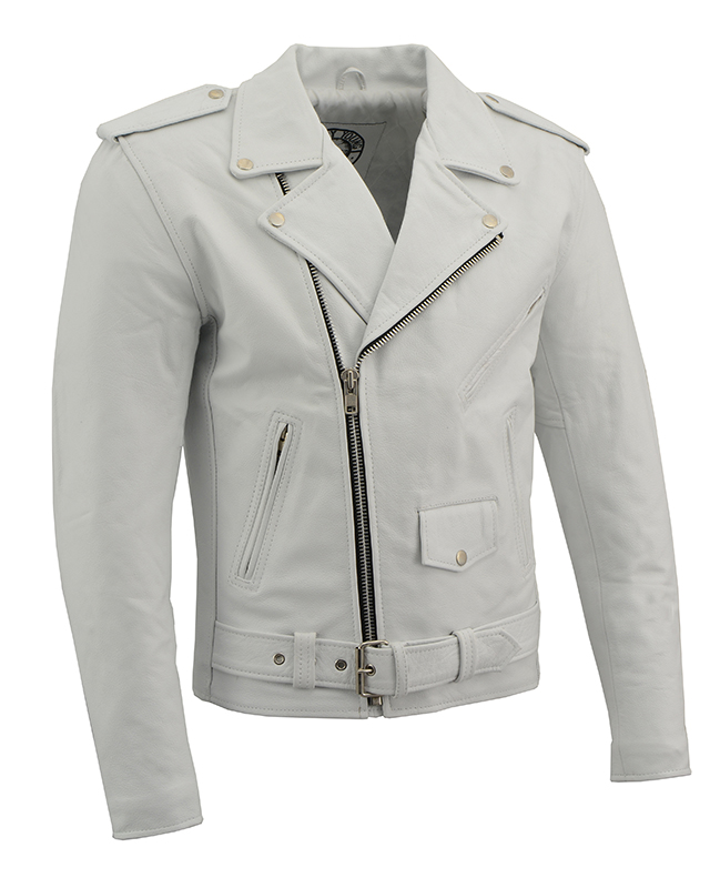AYP Premium Motorcycle Jacket- WHITE leather