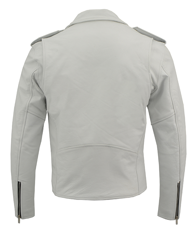 AYP Premium Motorcycle Jacket- WHITE leather