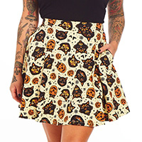 Classic Halloween Skater Skirt in CREAM by Sourpuss - SALE sz S only