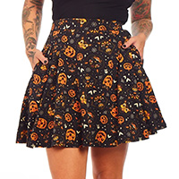 Classic Halloween Skater Skirt in BLACK by Sourpuss - SALE sz 2X only