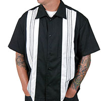 The Ricardo 50's Bowling Shirt by Steady Clothing - Black & Cream