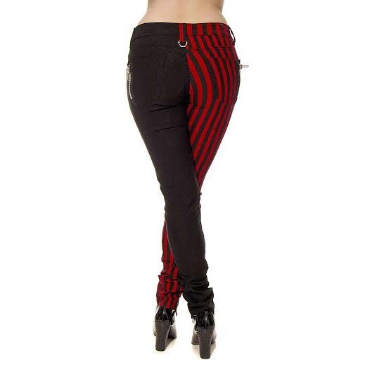 red and black striped jeans